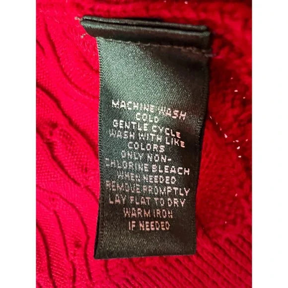 Lauren Ralph Lauren Active Cardigan Sweater Womens Medium Red Crest Cable Knit - Picture 9 of 11